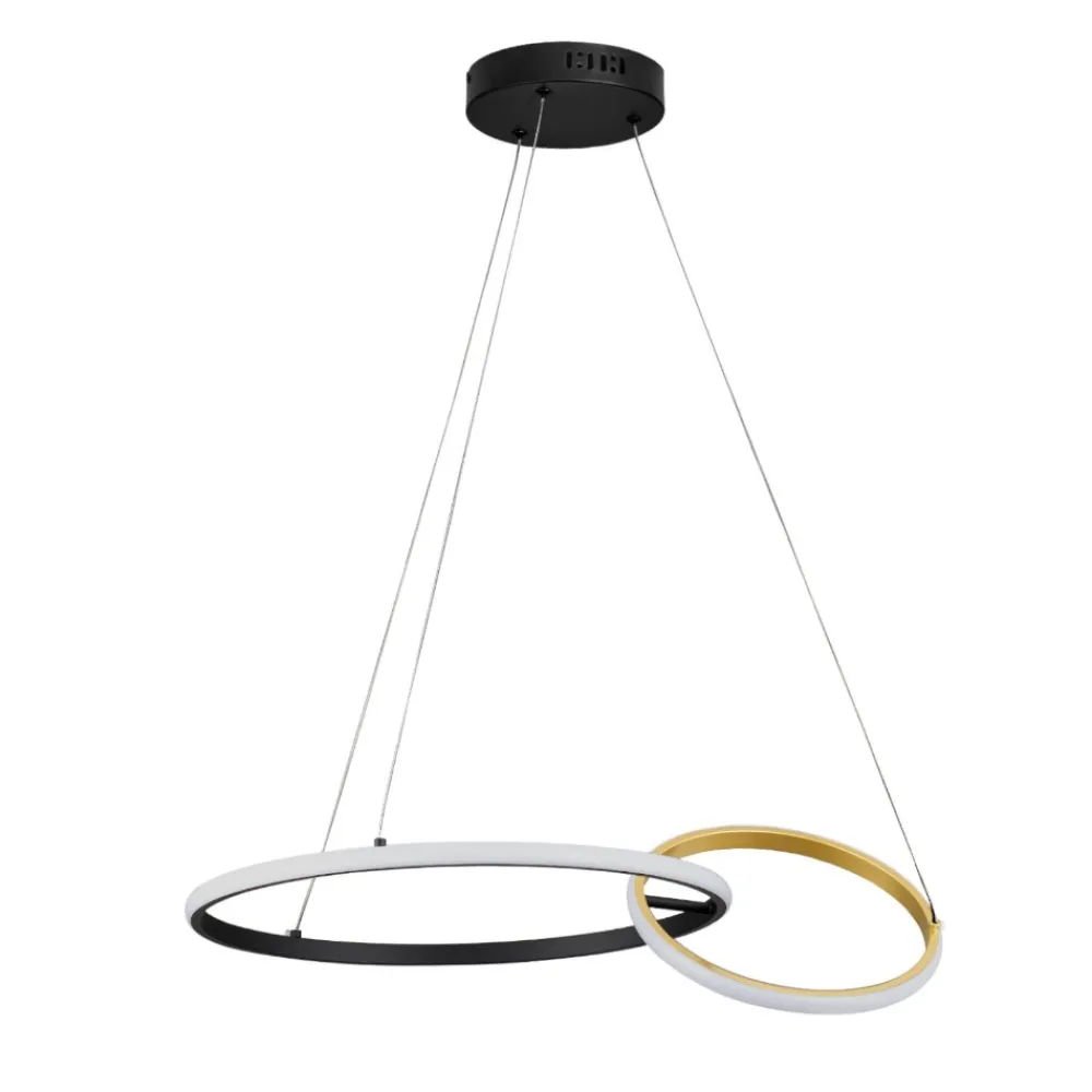 Lampadari Moderni-Selezionato da Mazzolaluce Lampadario moderno led 36w 3000k dimmerabile nero oro moderna