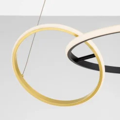 Lampadari Moderni-Selezionato da Mazzolaluce Lampadario moderno led 36w 3000k dimmerabile nero oro moderna