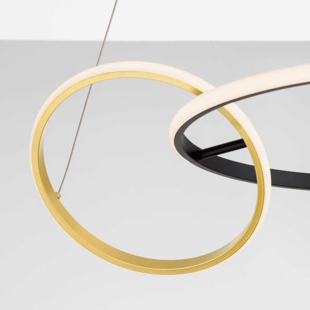 Lampadari Moderni-Selezionato da Mazzolaluce Lampadario moderno led 36w 3000k dimmerabile nero oro moderna