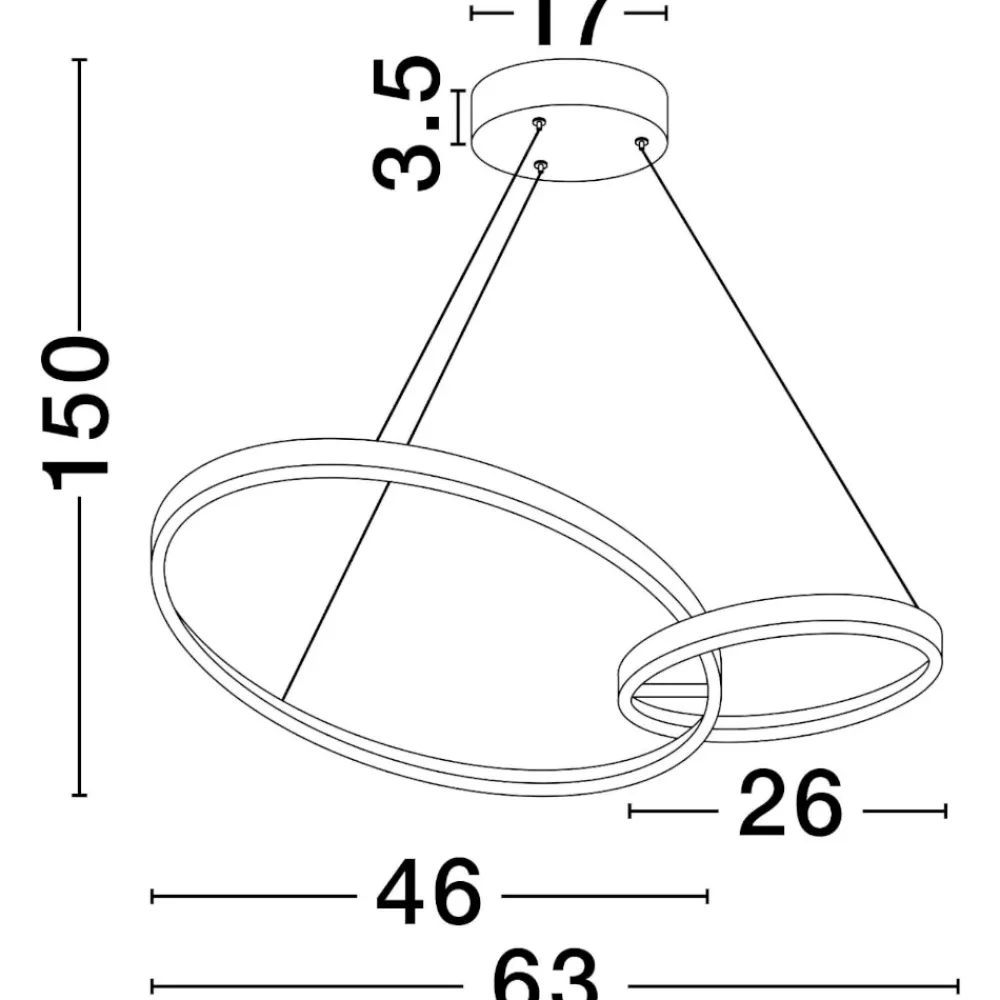 Lampadari Moderni-Selezionato da Mazzolaluce Lampadario moderno led 36w 3000k dimmerabile nero oro moderna
