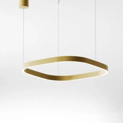 Lampadari Moderni-Gea Luce Lampadario moderno led 60w 3000k criseide quadrato oro