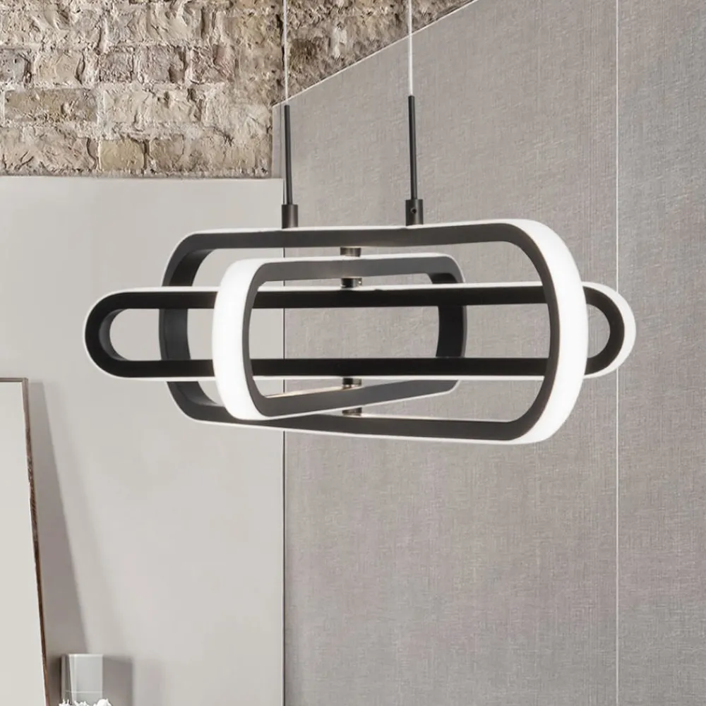 Lampadari Moderni-Selezionato da Mazzolaluce Lampadario moderno led 50w 3000k nero design orientabile
