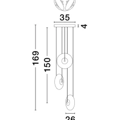 Lampadari Moderni-Selezionato da Mazzolaluce Lampadario moderno led 24w 3000k nero dischi di vetro a grappolo