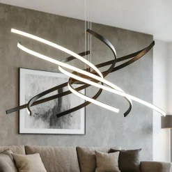 Lampadari Moderni-Top Light Lampadario moderno led 69w 4000k tornado nero toplight per soggiorno