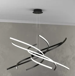 Lampadari Moderni-Top Light Lampadario moderno led 69w 4000k tornado nero toplight per soggiorno