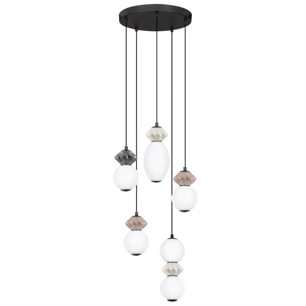 Lampadari Moderni-Selezionato da Mazzolaluce Lampadario moderno 5 luci a sospensione led 3000k vetro ceramica