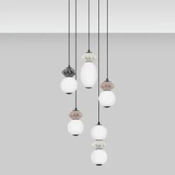 Lampadari Moderni-Selezionato da Mazzolaluce Lampadario moderno 5 luci a sospensione led 3000k vetro ceramica
