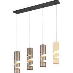 Lampadari Moderni-Selezionato da Mazzolaluce Lampadario moderno 4 luci cilindri beige e caffe moderna
