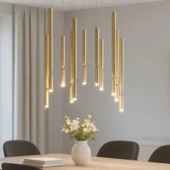 Lampadari Moderni-Ondaluce Lampadario moderno 12 luci led 3000k so tubic oro dimmerabile