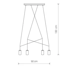 Lampadari Moderni-Selezionato da Mazzolaluce Lampadario moderno 4 luci nere per tavolo da soggiorno
