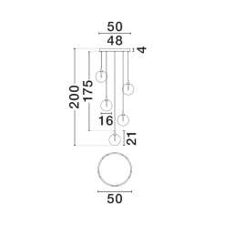 Lampadari Moderni-Selezionato da Mazzolaluce Lampadario moderno 5 luci sfera in vetro ambra led 3000k