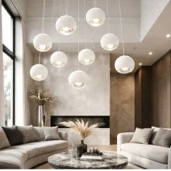 Lampadari Moderni-Selezionato da Mazzolaluce Lampadario moderno multi lampada bianco led 27000k-6500k con telecomando