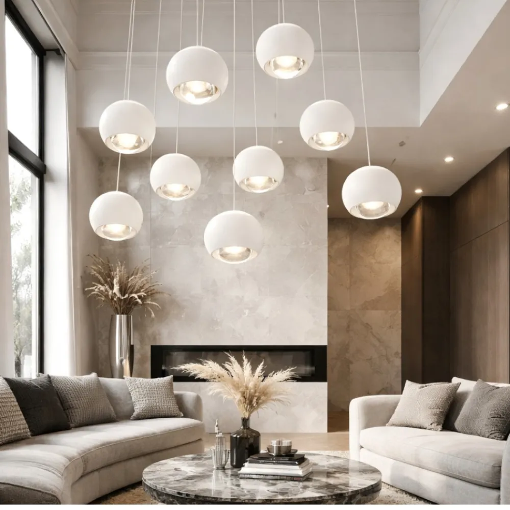 Lampadari Moderni-Selezionato da Mazzolaluce Lampadario moderno multi lampada bianco led 27000k-6500k con telecomando