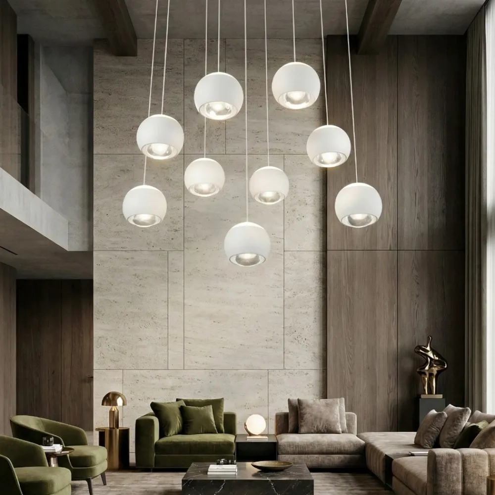 Lampadari Moderni-Selezionato da Mazzolaluce Lampadario moderno multi lampada bianco led 27000k-6500k con telecomando