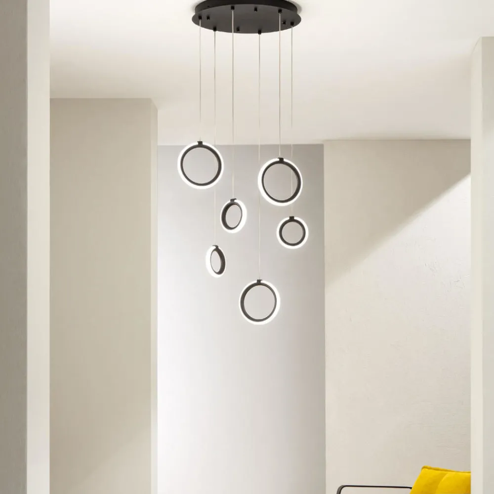 Lampadari Moderni-Ondaluce Lampadario moderno nero a 6 per soggiorno luci led 3000k pinta