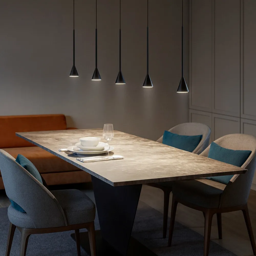 Lampadari Moderni-Selezionato da Mazzolaluce Lampadario moderno nero con pendenti per tavolo soggiorno