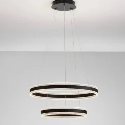 Lampadari Moderni-Selezionato da Mazzolaluce Lampadario moderno nero doppio anello led 3000k per soggiorno