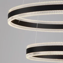 Lampadari Moderni-Selezionato da Mazzolaluce Lampadario moderno nero doppio anello led 3000k per soggiorno
