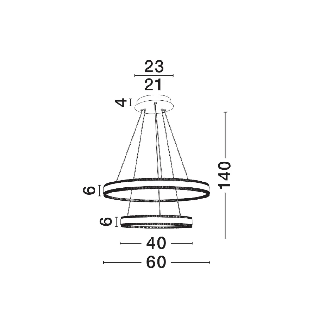 Lampadari Moderni-Selezionato da Mazzolaluce Lampadario moderno nero doppio anello led 3000k per soggiorno