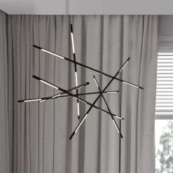 Lampadari Moderni-Selezionato da Mazzolaluce Lampadario moderno nero led 3000k dimmerabile con telecomando