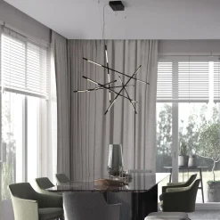 Lampadari Moderni-Selezionato da Mazzolaluce Lampadario moderno nero led 3000k dimmerabile con telecomando