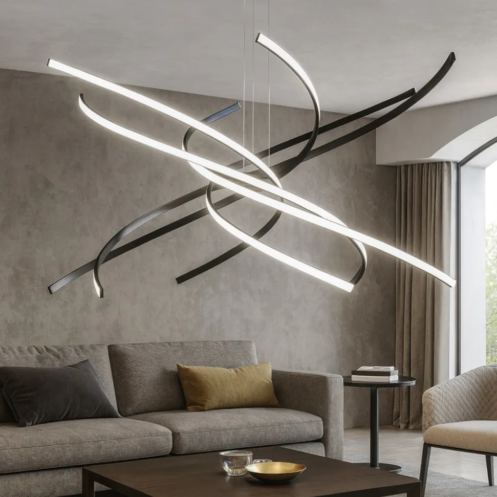 Lampadari Moderni-Top Light Lampadario moderno nero led 88w 3000k tornado toplight