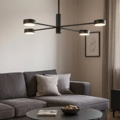 Lampadari Moderni-Selezionato da Mazzolaluce Lampadario moderno nero luci orientabili per soggiorno lampadine gx53