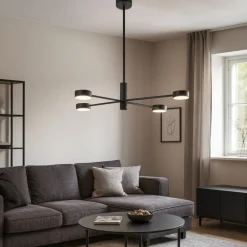 Lampadari Moderni-Selezionato da Mazzolaluce Lampadario moderno nero luci orientabili per soggiorno lampadine gx53