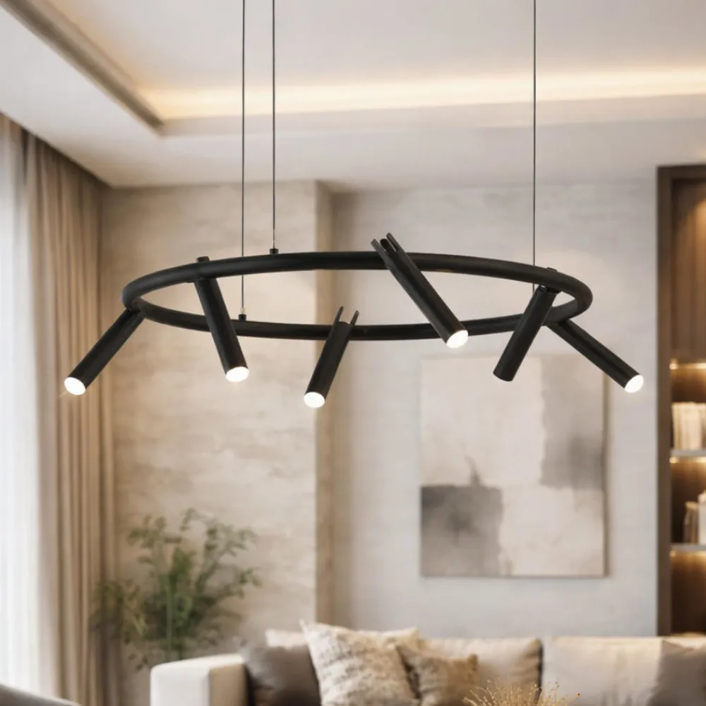 Lampadari Moderni-Ondaluce Lampadario moderno nero 6 luci led orientabili led 3000k teddy