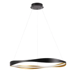 Lampadari Moderni-Selezionato da Mazzolaluce Lampadario moderno nero oro anello led 2700k-5000k con telecomando