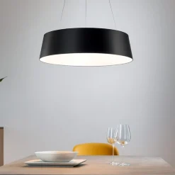 Lampadari Moderni-Stilnovo Lampadario moderno nero oxygen led 50w 3000k dimmerabile biemissione