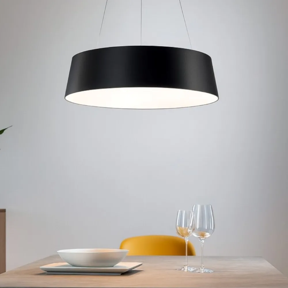 Lampadari Moderni-Stilnovo Lampadario moderno nero oxygen led 50w 3000k dimmerabile biemissione