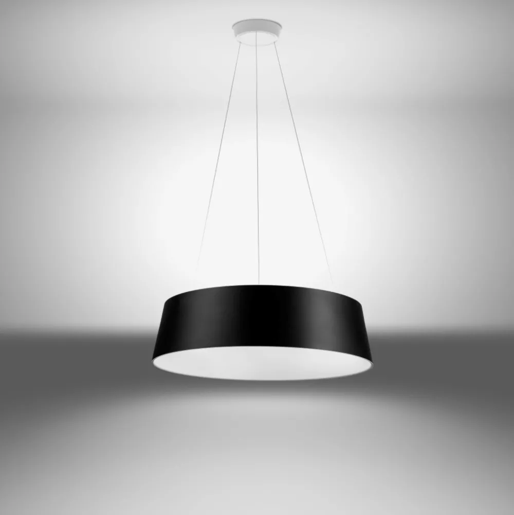 Lampadari Moderni-Stilnovo Lampadario moderno nero oxygen led 50w 3000k dimmerabile biemissione