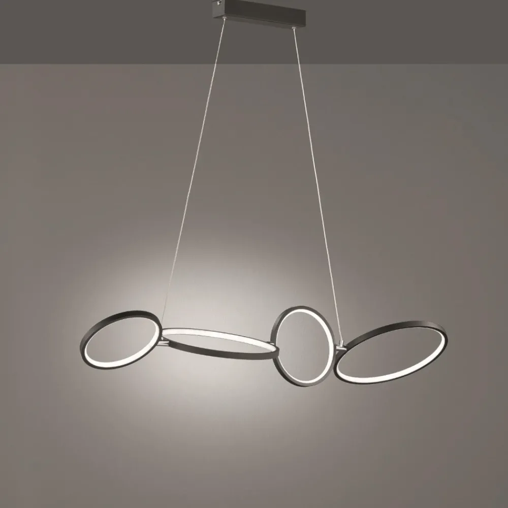 Lampadari Moderni-Selezionato da Mazzolaluce Lampadario moderno nero per soggiorno led 37w 3000k dimmerabile