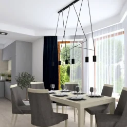 Lampadari Moderni-Selezionato da Mazzolaluce Lampadario moderno nero per tavolo da soggiorno