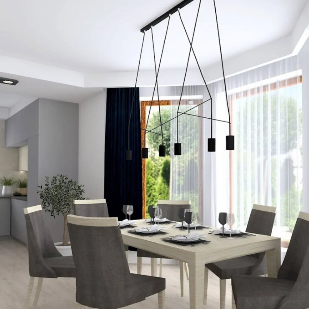 Lampadari Moderni-Selezionato da Mazzolaluce Lampadario moderno nero per tavolo da soggiorno