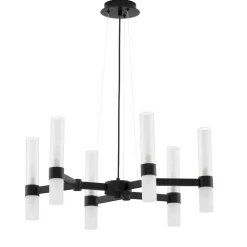 Lampadari Moderni-Selezionato da Mazzolaluce Lampadario moderno nero vetri tubolari bianchi design per soggiorno 12 luci