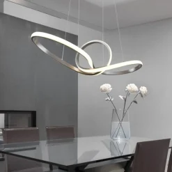 Lampadari Moderni-Selezionato da Mazzolaluce Lampadario moderno nichel opaco led 27w 3000k per soggiorno