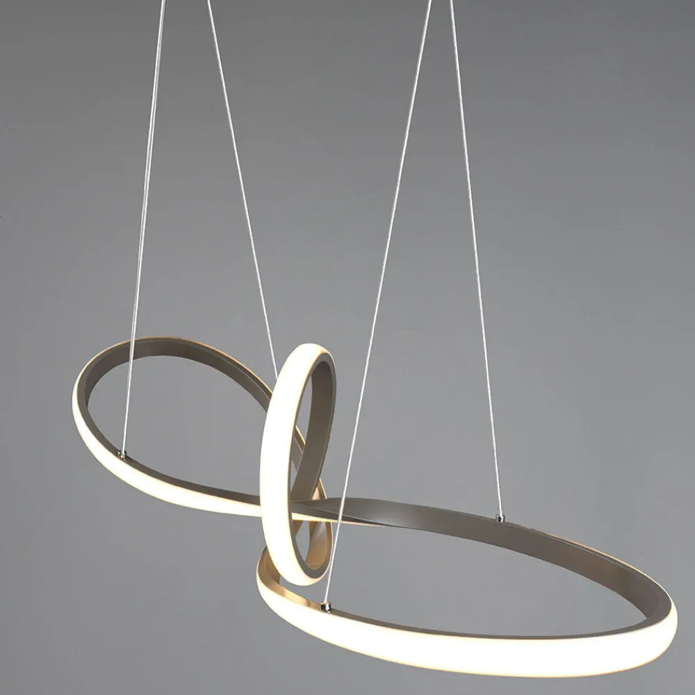 Lampadari Moderni-Selezionato da Mazzolaluce Lampadario moderno nichel opaco led 27w 3000k per soggiorno
