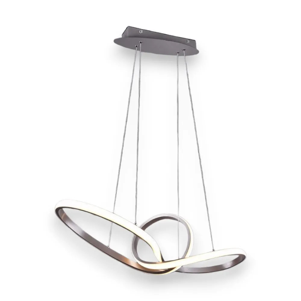 Lampadari Moderni-Selezionato da Mazzolaluce Lampadario moderno nichel opaco led 27w 3000k per soggiorno