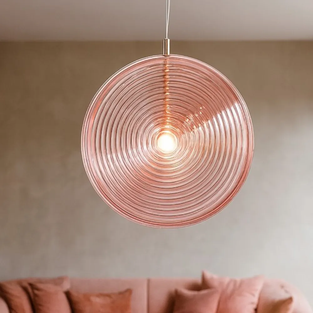 Lampadari Moderni-Ondaluce Lampadario moderno jokey gr vetro rosa led 3000k 45cm