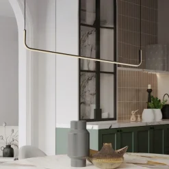 Lampadari Moderni-Selezionato da Mazzolaluce Lampadario moderno orizzontale nero per tavolo da pranzo