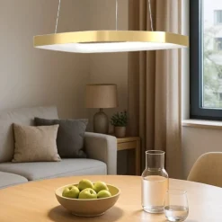 Lampadari Moderni-Eglo Lampadario moderno oro led 3000k dimmerabile per soggiorno