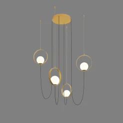Lampadari Moderni-Selezionato da Mazzolaluce Lampadario moderno oro led 20w 3000k per soggiorno