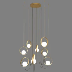Lampadari Moderni-Selezionato da Mazzolaluce Lampadario moderno oro per soggiorno a cascata led 40w 3000k