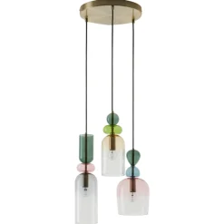 Lampadari Moderni-Selezionato da Mazzolaluce Lampadario moderno oro vetri multicolor per soggiorno