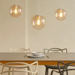 Lampadari Moderni-Top Light Lampadario moderno oro vetri ambra per soggiorno