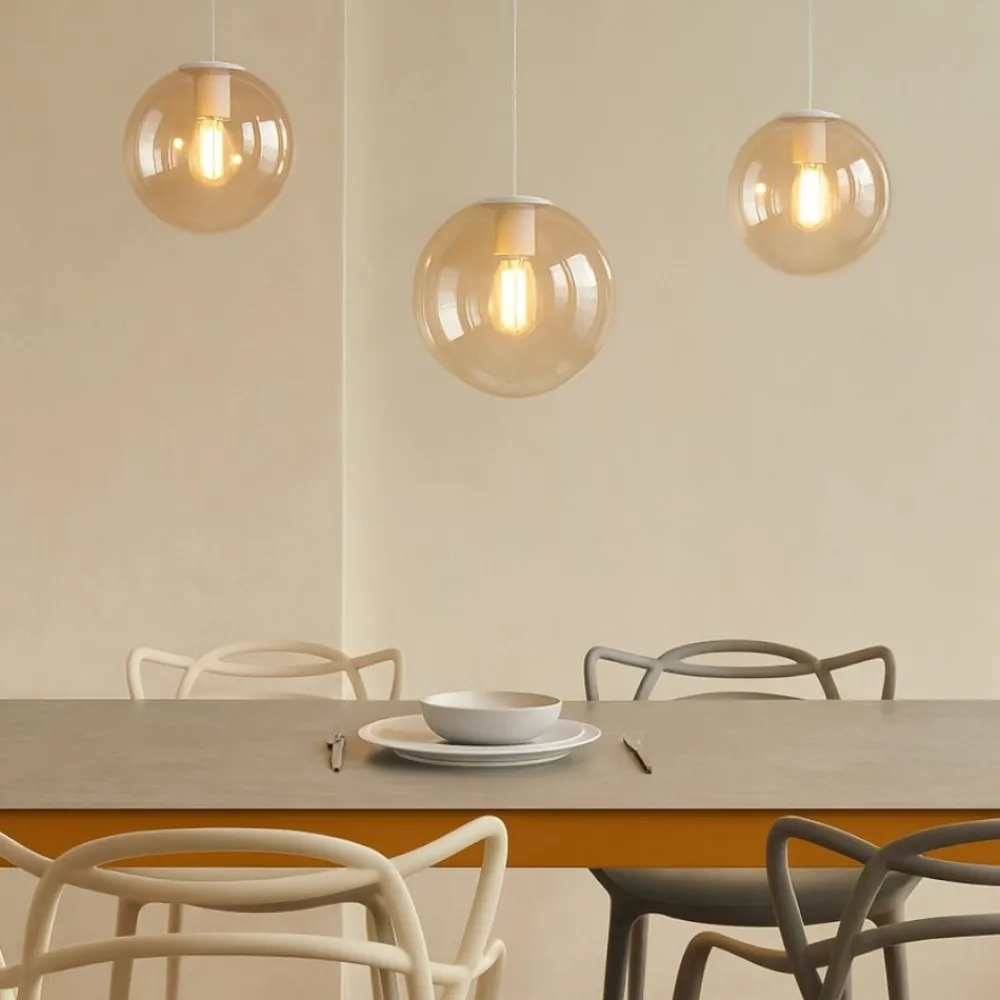 Lampadari Moderni-Top Light Lampadario moderno oro vetri ambra per soggiorno