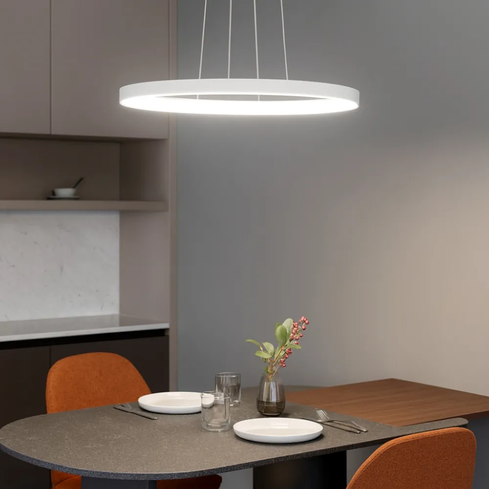 Lampadari Moderni-Vivida International Lampadario moderno ovale bianco led 40w 3000k 4000k vivida lifering-o