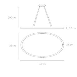 Lampadari Moderni-Vivida International Lampadario moderno ovale bianco led 40w 3000k 4000k vivida lifering-o